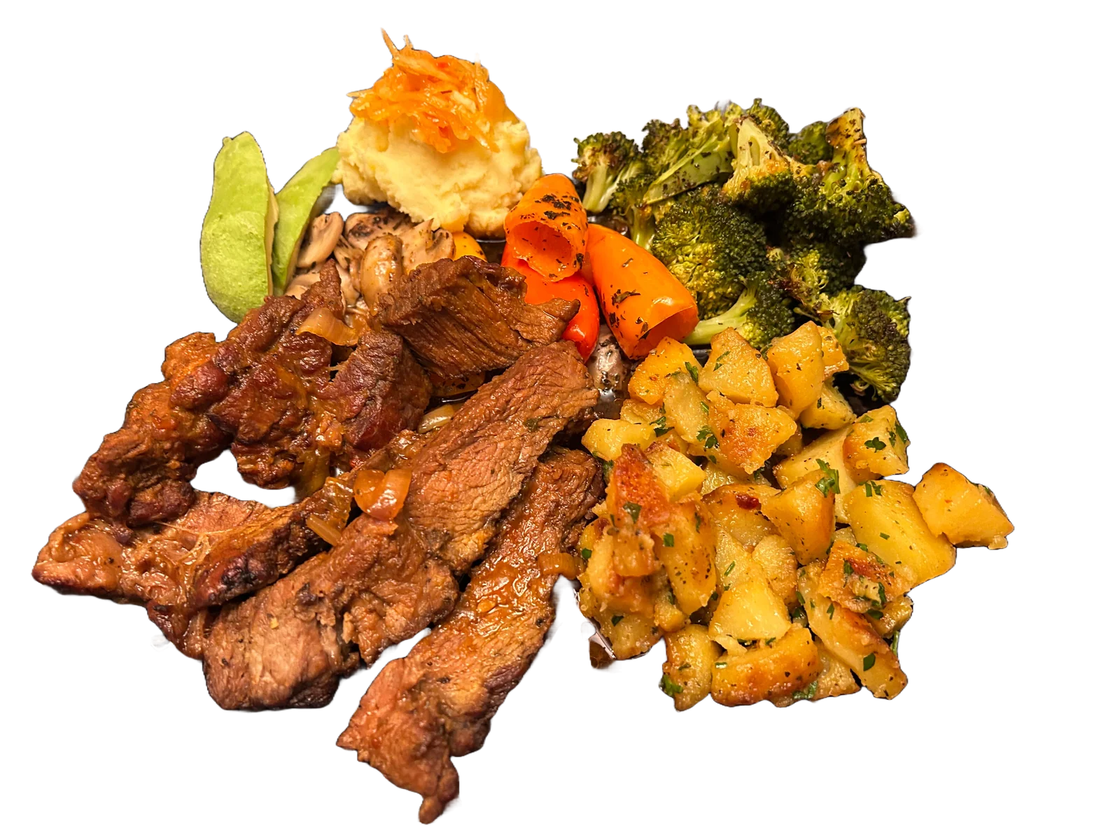 Assiette haïtienne : griot, légumes et pikliz – Goûts de Luxe Traiteur