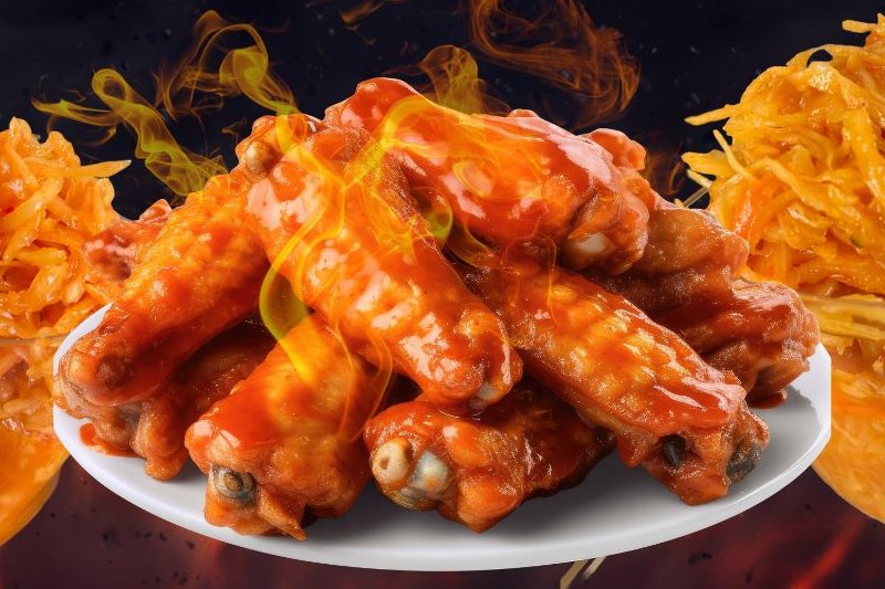Ailes de poulet croustillantes servies avec du pikliz Pick-Lize Deluxe Ailes de poulet croustillantes servies avec du pikliz Pick-Lize Deluxe